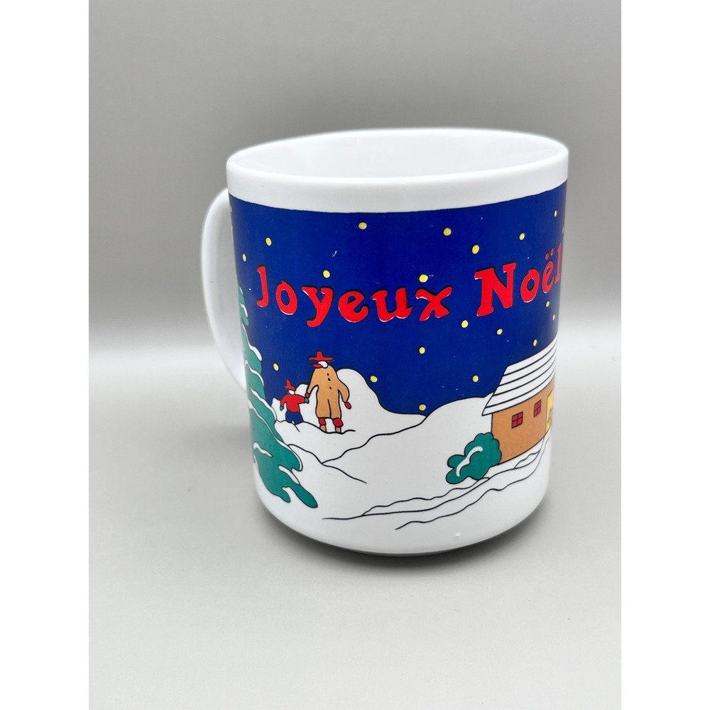 Vtg‎ 1983 Electro-Plastics I. Calvo Joyeux Noel Christmas Coffee Mug French